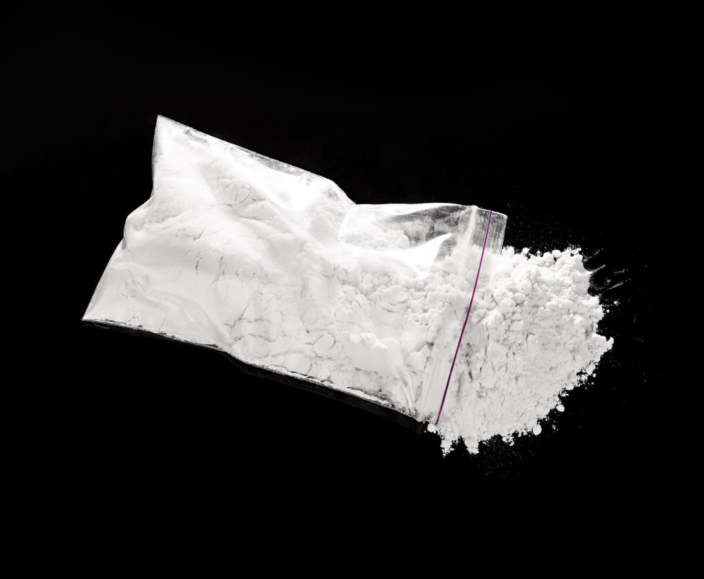 An open bag of cocaine.