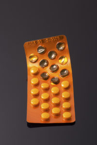 A pack of orange opioid pills