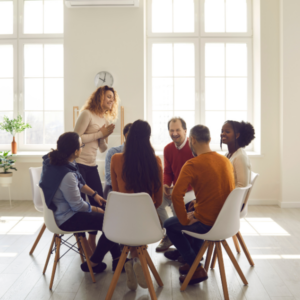 Outpatient group therapy session for addiction recovery
