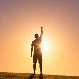 Determined person facing sunrise symbolizing self-recovery